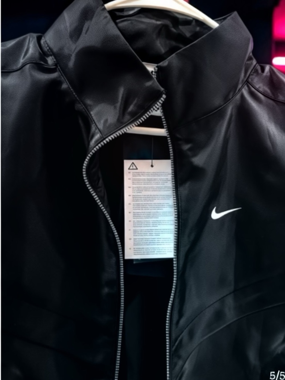 🔥Nike Black Satin-Look Zip Jacket vest with Swoosh